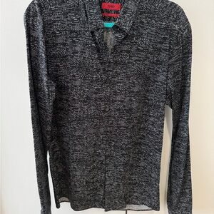 Hugo Boss Black and White Patterned Shirt medium slim fit